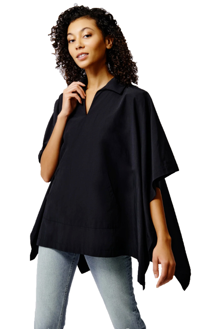 NWT Kal Reiman Poncho Womens One Size Black Gene Pocket Jacket Broadcloth $420